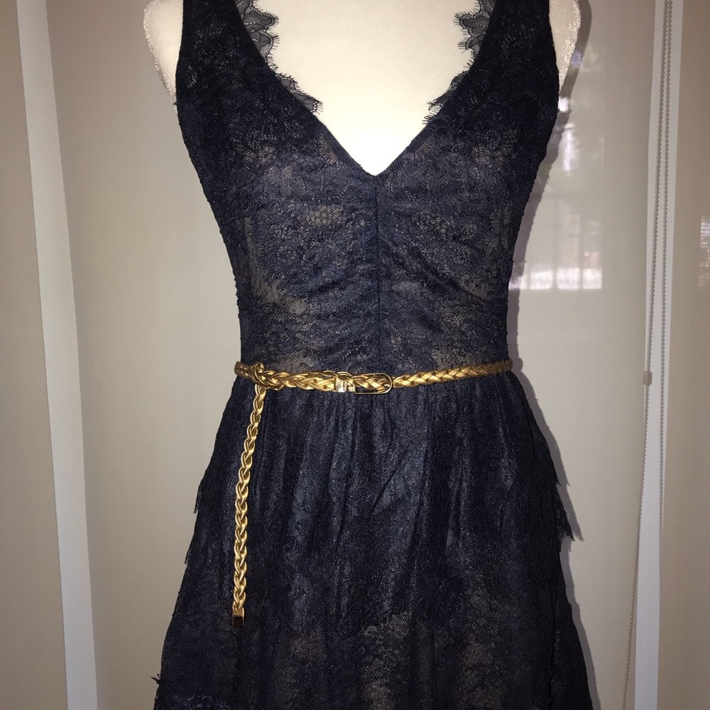 BCBG Maxazria navy blue v-neck lace dress